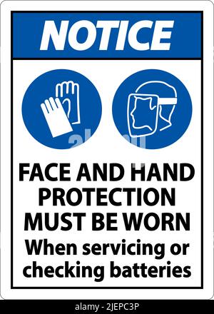 Notice When Servicing Batteries Sign On White Background Stock Vector
