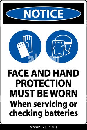 Notice When Servicing Batteries Sign On White Background Stock Vector