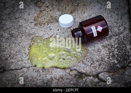 Acetic acid leak on the floor Stock Photo