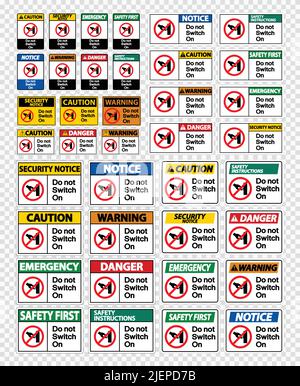 Set do not touch sign label on transparent background Stock Vector