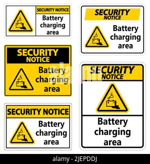 Security notice battery charging area Sign on transparent background ...
