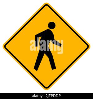 Pedestrian Crossing Warning Road Sign Stock Vector