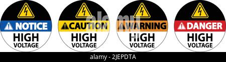 Danger High Voltage Floor Sign On White Background Stock Vector