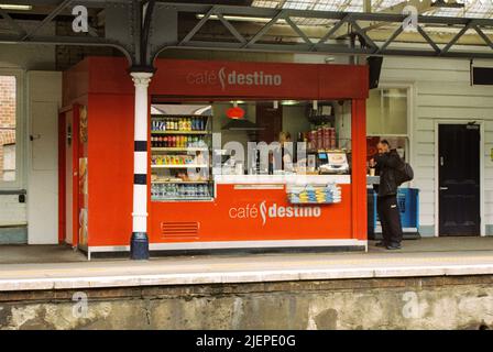 Cafe Destino at Winchester train station, Hampshire, England, United Kingdom. Stock Photo