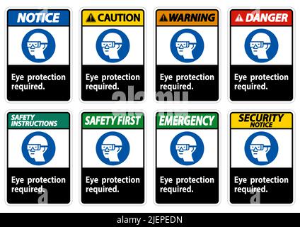 Eye Protection Required Symbol Sign Isolate on White Background Stock ...