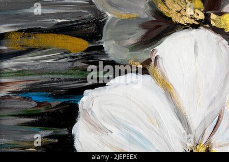abstract multicolored acrylic paint texture on canvas as background Stock Photo