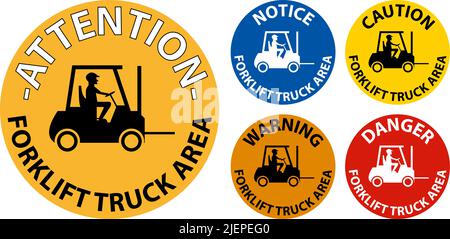 Forklift Truck Area Hazard Warning Sign Stock Vector