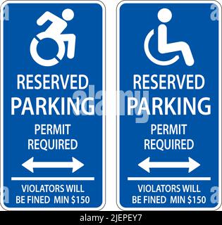 Handicap Parking Sign,Double Arrow Sign On White Background Stock Vector