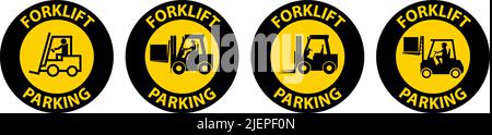 Forklift Parking Floor Sign On White Background Stock Vector
