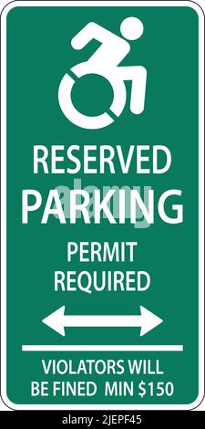 Handicap Parking Sign,Double Arrow Sign On White Background Stock Vector