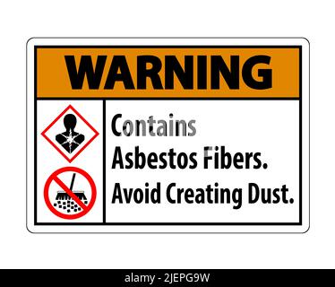 Warning Label Contains Asbestos Fibers,Avoid Creating Dust Stock Vector