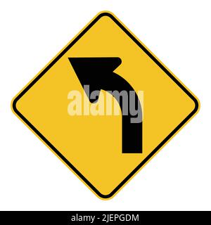 Left Curve Ahead Sign,vector illustration Stock Vector
