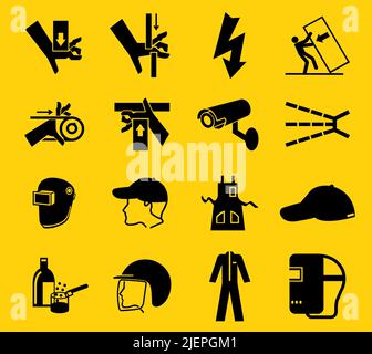 Warning signs,industrial hazards icon labels Sign Isolated on White Background,Vector Illustration Stock Vector