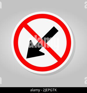 Prohibit Keep Left by The Arrow Red Circle Traffic Road Symbol Sign Isolate On White Background,Vector Illustration Stock Vector