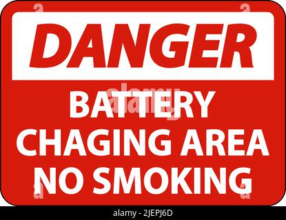 Warning Battery Charging No Smoking Sign On White Background Stock Vector