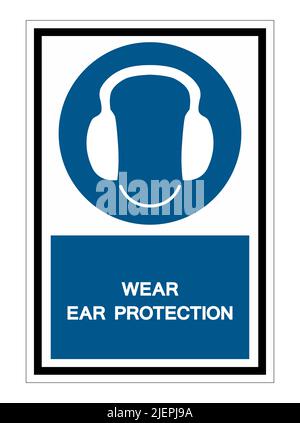 Symbol wear ear protection Sign Isolate On White Background,Vector Illustration EPS.10 Stock Vector