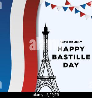 gradient happy bastille day illustration design Stock Vector