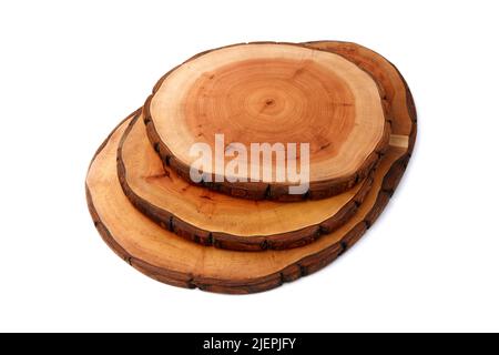 Wooden cutting boards isolated on white background Stock Photo
