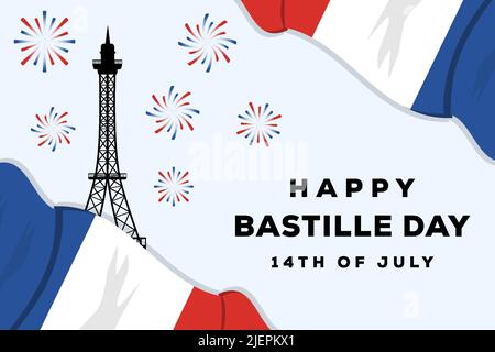 flat happy bastille day background illustration Stock Vector