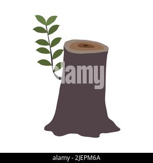 Tree stump and growing young branch Stock Vector