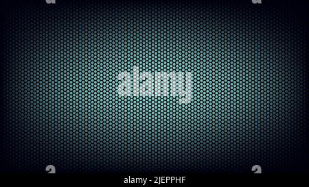 Mesh silhouette background in form of honeycomb on background lit in cyan color in center. Layer to overlay on photos and videos. Vector illustration. Stock Vector