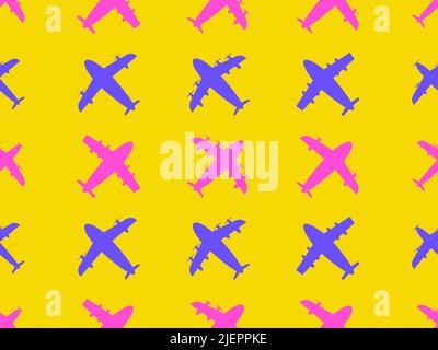 Airplanes seamless pattern. Multicolored contours of aircraft with turbines and propellers. Aircraft design for posters, banners and promotional items Stock Vector