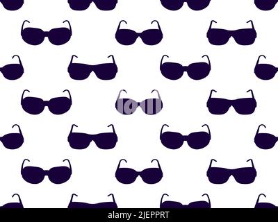 Sunglasses seamless pattern. Black contours of sunglasses isolated on white background. Glasses design for posters, banners and promotional items. Vec Stock Vector