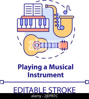 Playing musical instrument concept icon Stock Vector