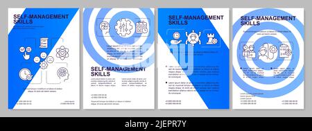 Skills of self-management blue brochure template Stock Vector