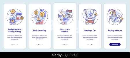 Important knowledges onboarding mobile app screen Stock Vector