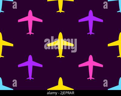 Airplanes seamless pattern. Multi-colored outlines of airplanes. Aircraft design for posters, banners and promotional items. Vector illustration Stock Vector