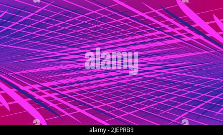 Synthetic pop background mesh from purple lines on red blue background. Grid background in 80s style. Vector illustration. Stock Vector