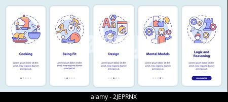 Life skills onboarding mobile app screen Stock Vector