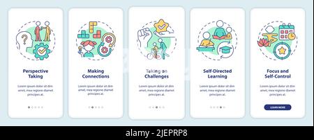 Skills for kids onboarding mobile app screen Stock Vector