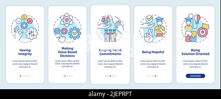 Skills for students onboarding mobile app screen Stock Vector