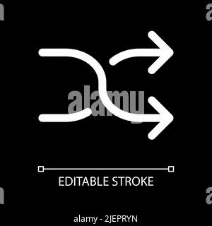 Shuffle white linear ui icon for dark theme Stock Vector