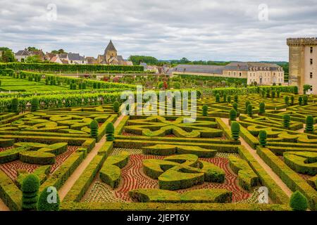 The Château de Villandry is a wonderful country residence located in Villandry, in the Indre-et-Loire department of France. The famous Renaissance gar Stock Photo