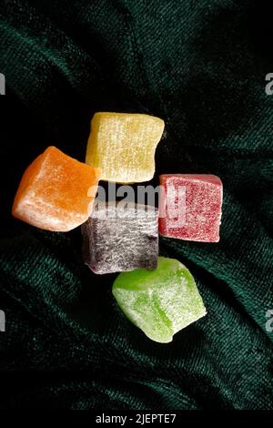 Turkish delights on colorful background Stock Photo