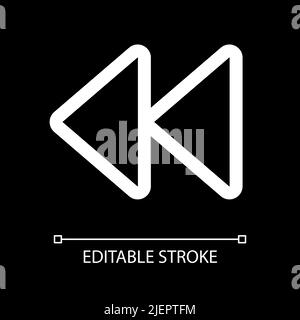 Fast backwards white linear ui icon for dark theme Stock Vector