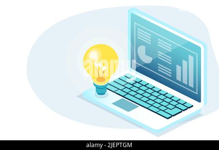 Innovative ideas for growing online business concept Stock Vector