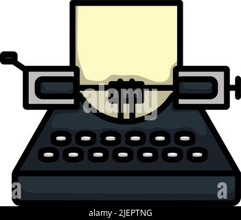 Typewriter Icon. Editable Bold Outline With Color Fill Design. Vector Illustration. Stock Vector