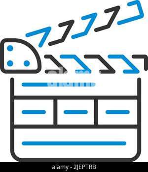 Clapperboard Icon. Editable Bold Outline With Color Fill Design. Vector Illustration. Stock Vector