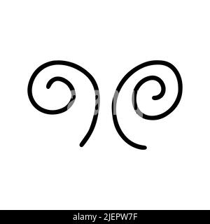 Swirl icon vector illustration. Hand drawn black design. Safety wind concept. Isolated graphic symbol. Autumn art sign. Brushstroke pictogram. Single doodle curve stroke Stock Vector
