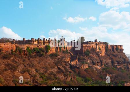 View of Man Singh Palace and Old Gwalior Fort, Madhya Pradesh, India. Stock Photo