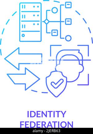 Identity federation blue gradient concept icon Stock Vector