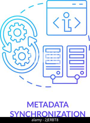 Metadata synchronization blue gradient concept icon Stock Vector