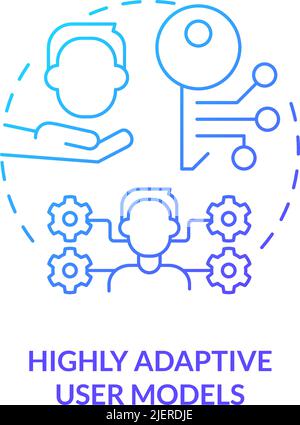 Highly adaptive user models blue gradient concept icon Stock Vector