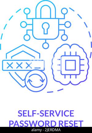 Self-service password reset blue gradient concept icon Stock Vector