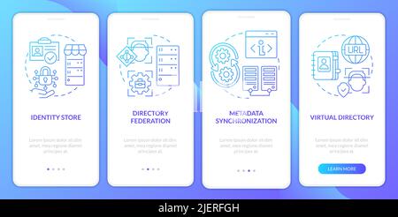 Directory services blue gradient onboarding mobile app screen Stock Vector
