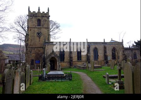 St Edmund's 12th Century Norman Church in the Village of Castleton in Derbyshire, Peak District National Park , England, UK. Stock Photo